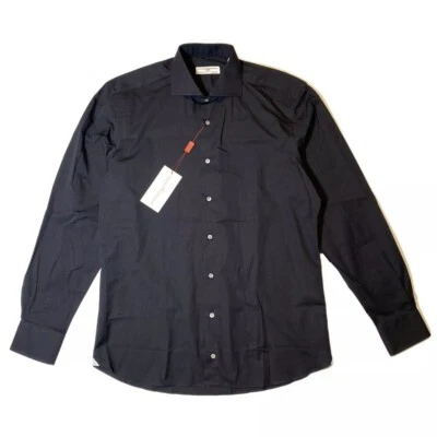 LUCIANO BARBERA Mens Woven Cotton Long Sleeve Button Up Dress Shirt Black $450 - Image 1 of 4