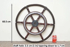 old boat wheel boat steering wheel yacht boat wheel wooden - FREE DELIVERY - Picture 1 of 10