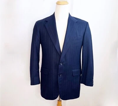 Traje Blazer Abrigo Deportivo H. Freeman & Son Azul Marino A Rayas Dos Botones Lana 40R Foto 1 de 4