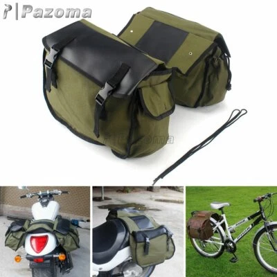 1X Bolsas de sillín laterales de lona para motocicleta para Honda Kawasaki Foto 1 de 4