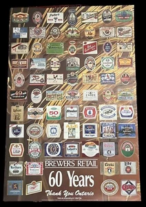 Vintage Original 1987 Ontario 60th Brewers Retail Beer Poster 24”x36” - Bild 1 von 5
