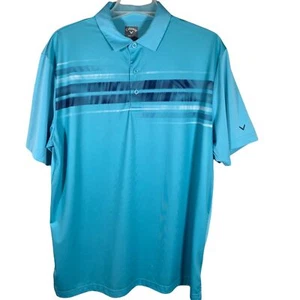 Callaway Polo Shirt Mens Large Opti Dry Blue White Stripes Golf Short Sleeve - Imagen 1 de 5