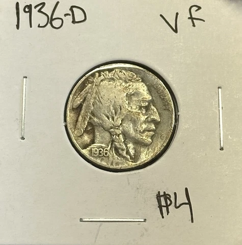 1936-D Buffalo Nickel VF Cover