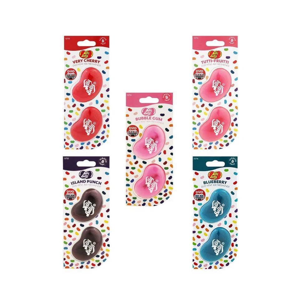 Ambientador de aire Jelly Belly Mini Vent 3D Gel Duo Pack Fragancia para automóvil - Todos los aromas Foto 1 de 1