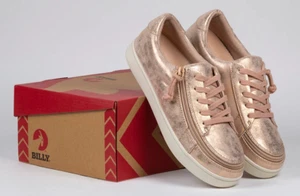 NEW BILLY Footwear Sneaker II Lace-up Zip-On Sneakers ROSE SHINE SIZE 6.5 M NIB - Picture 1 of 7