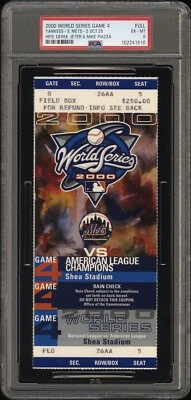 2000 WORLD SERIES GAME 4 FULL TICKET YANKEES METS 2 DEREK JETER HR PSA 6 (510 - Image 1 of 2