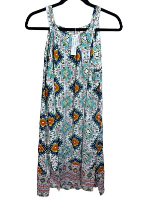 Spense Womens White Aztec Print Dress Sz Large NWT Side Slit Coverup - Image 1 of 4