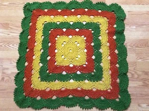 Manta de bebé de ganchillo a mano/regazo afgano-NIÑO/NIÑA VIRUS NARANJA VERDE-DUCHA REGALO - Imagen 1 de 6