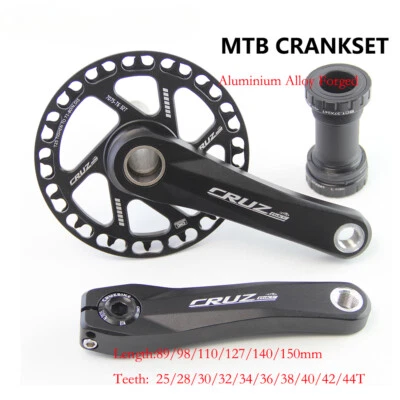 89/98/110/127/140/150mm Aluminum Alloy MTB Child Bike Crankset Single Chainwheel - Image 1 of 4
