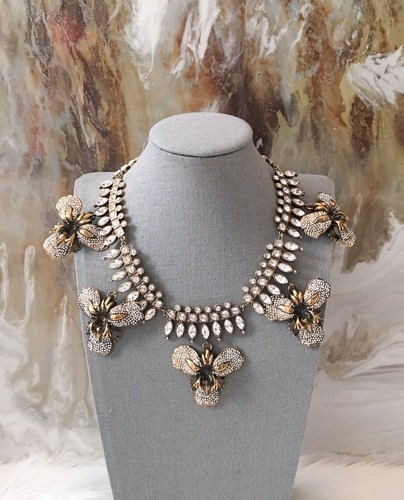 RARA Collana Givenchy Ottone Cristallo Fiore Statement