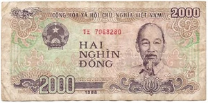 1988 Vietnam 2000 Hai Nghin Dong Banknote Circulated - Picture 1 of 2