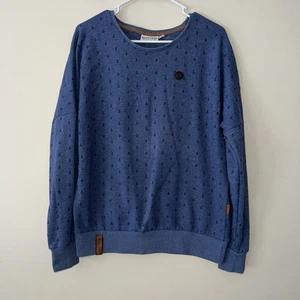 Naketano Blue Nautical Anchor Print Crewneck Sweatshirt Pullover Women’s Large - Picture 1 of 7