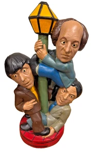 Vintage 3 Stooges Lamp Post Heavy Multicolor Statue Tuscany Studio Inc. - Picture 1 of 24