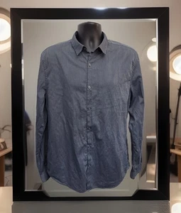 Camisa JOHN VARVATOS EE. UU. Para Hombres L Abotonada Rayas Algodón Suave Preppy Oficina - Imagen 1 de 14