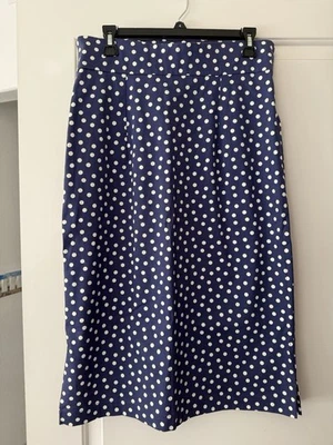 Falda Trashy Diva Azul Marino Lunares Cintura Alta Talla 12 Estilo Pin Up Foto 1 de 2