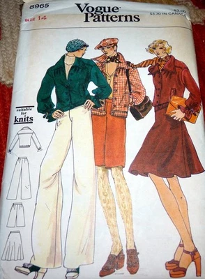 *LOVELY VTG 1970s JACKET SKIRT PANTS SHORTS VOGUE Sewing Pattern 14/36 FF - Image 1 of 2