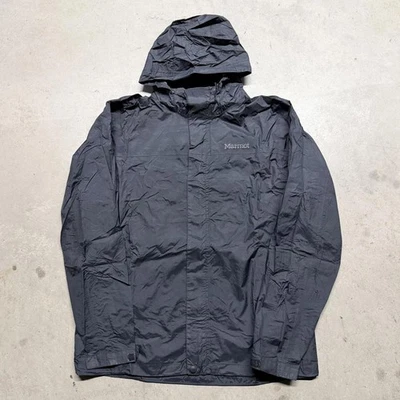 Marmot Precip Rain Jacket Mens Large Black Full Zip Hooded Waterproof Nylon - Image 1 of 4