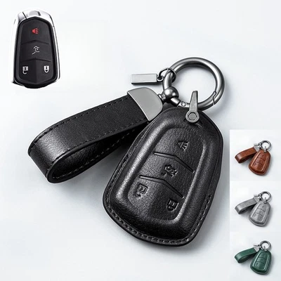 Genuine Leather Car Key Case Cover For Cadillac XTS SRX CTS ATS XTS ATS-V CTS-V - Image 1 of 4