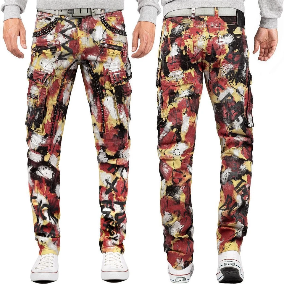 Cipo & Baxx Herren Jeans Hose Trousers Pants Bunt Auffällig Farbkleckse Cargo - Bild 1 von 1