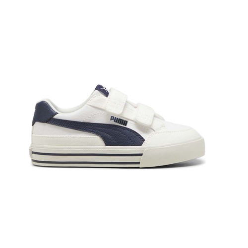 Scarpe da ginnastica Puma Court Classic Vulc Formstrip slip on giovani ragazzi bianche casual