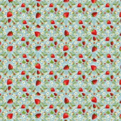 Timeless Treasures Berry Sweet Red Strawberry Vines Cotton Fabric by the Yard - Image 1 of 4