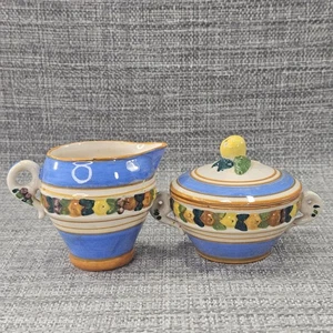 Zuccheriera vintage Maiolica Della Robbia Fruits 2 oz con coperchio ITALIA # 228 - Foto 1 di 8