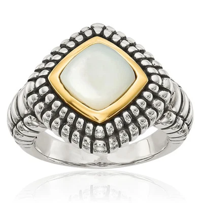 Anillo llamativo de madreperla de plata de ley 925 Foto 1 de 4