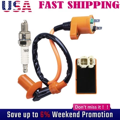 Para GY6 ciclomotor scooters carreras AC CDI caja bobina de encendido bujía ATV Foto 1 de 4