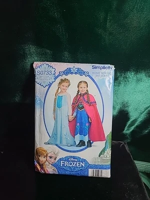 Simplicity Pattern S0733  Size 3-8 Disney Frozen Elsa & Anna - Uncut - Image 1 of 3