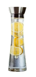 Glaskaraffe 1l Glas Deckel Karaffe Krug Wasserkaraffe Wasserkrug Kanne Glaskrug - Bild 1 von 6