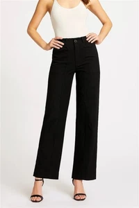 NWOT Boston Proper 12 Hi-Waisted Pocket Seamed Wide Leg Chino Pants Black 128172 - Picture 1 of 5