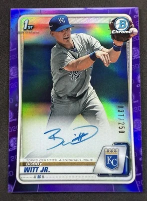 2020 Bowman Bobby Witt Jr. Chrome Prospect Auto Purple Refractor /250 - Image 1 of 2