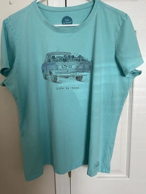 Camiseta Life Is Good para mujer manga corta verde azulado XL Foto 1 de 4