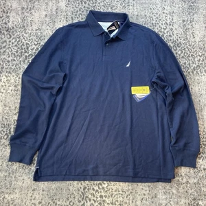 Nautical Performance Deck Shirt Herren L Blau Langarm Piqué Polo - Bild 1 von 16