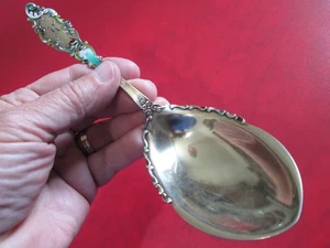 LUXEMBOURG 1895 - GORHAM - STERLING & ENAMELD - 8 3/4 in BERRY SERVER - G.W. - Picture 1 of 7