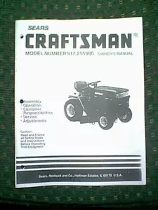SEARS CRAFTSMAN TRACTOR / RIDING MOWER MODEL # 917255980 0WNER'S MANUAL - Imagen 1 de 1