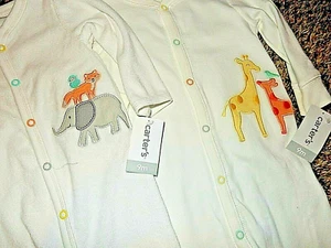 3F Vintage NWT 9M 6-9M Carter's Safari Set of 2 Sleepers Giraffe Elephant Fox - Picture 1 of 6