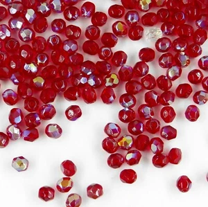 F4 RUX *** 60 perles à facettes verre de Bohême 4mm RUBY AB - Picture 1 of 2