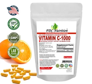 FDC NUTRITION Vitamin C 1000mg - Immune Support - 60 Capsules - Picture 1 of 2