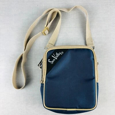 Sun Valley Bag Crossbody or Belt loop Padded camera VTG Blue Tan strap zipper - Image 1 of 4
