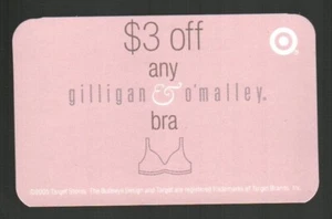TARGET Gilligan & O'Malley Bra ( 2005 ) Rewards / Loyalty Card ( $0 ) - RARE - Picture 1 of 2
