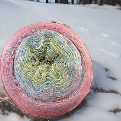 430g Tencel Cotton Sultan Ombre Cake Yarn Blue Pink Green Yellow 2000Meters - Image 1 of 4