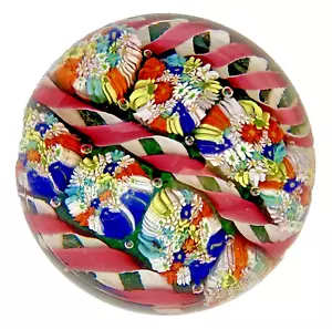 Field of Flowers MURANO ART GLASS FRATELLI TOSO Ribbons MILLEFIORI PAPERWEIGHT - Picture 1 of 12