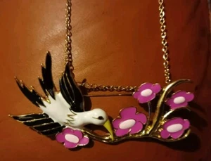 Very Modern Betsy Johnson Bird & Flowers Brooch/Necklace Statement Piece,NWT - Picture 1 of 10