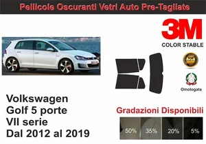 pellicola oscurante vetri Volkswagen golf 5p VII dal 2012-19 post termoformato - Imagen 1 de 1