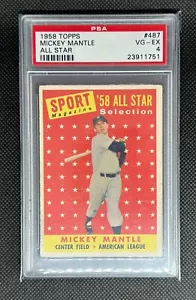 1958 Topps MICKEY MANTLE #487 PSA 4 VG-EX All Star Sport Magazine Yankees - Picture 1 of 2