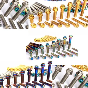 4pc M8 Titanium Bolts Screws Flange Hex Head 15/20/25/30/35/40/45/50/55/60mm - Picture 1 of 5