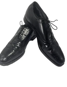 Bostonian Black Leather Wing Tip Dress Shoes Mens Size 12 C/A New Heels - Picture 1 of 7