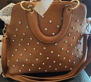 NEW LADIES HANDBAG/SHOUDER BAG * FABRIC INSIDE LINING* RHINESTONES - Picture 1 of 3