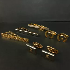 CELINE Gold Tone Tie Pin Bar Cufflinks 5 Set/2BC2254 - Imagen 1 de 8